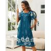 Ekouaer Women’s House Dress with Pockets Moomoo Dresses Short Sleeve Mumu Nightgown Lounge Dress Button Down Sleepwear(Blue With Flower)