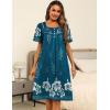 Ekouaer Women’s House Dress with Pockets Moomoo Dresses Short Sleeve Mumu Nightgown Lounge Dress Button Down Sleepwear(Blue With Flower)