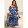 Ekouaer Women’s House Dress with Pockets Moomoo Dresses Short Sleeve Mumu Nightgown Lounge Dress Button Down Sleepwear(Floral Blue)