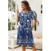 Ekouaer Women’s House Dress with Pockets Moomoo Dresses Short Sleeve Mumu Nightgown Lounge Dress Button Down Sleepwear(Floral Blue)