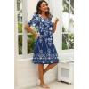 Ekouaer Women’s House Dress with Pockets Moomoo Dresses Short Sleeve Mumu Nightgown Lounge Dress Button Down Sleepwear(Floral Blue)