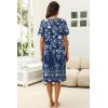 Ekouaer Women’s House Dress with Pockets Moomoo Dresses Short Sleeve Mumu Nightgown Lounge Dress Button Down Sleepwear(Floral Blue)