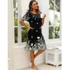 Ekouaer Women’s House Dress with Pockets Moomoo Dresses Short Sleeve Mumu Nightgown Lounge Dress Button Down Sleepwear(Floral Butterfly)