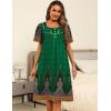 Ekouaer Women’s House Dress with Pockets Moomoo Dresses Short Sleeve Mumu Nightgown Lounge Dress Button Down Sleepwear(Green Feather)