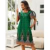 Ekouaer Women’s House Dress with Pockets Moomoo Dresses Short Sleeve Mumu Nightgown Lounge Dress Button Down Sleepwear(Green Feather)