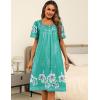 Ekouaer Women’s House Dress with Pockets Moomoo Dresses Short Sleeve Mumu Nightgown Lounge Dress Button Down Sleepwear(Green With Flower)