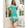 Ekouaer Women’s House Dress with Pockets Moomoo Dresses Short Sleeve Mumu Nightgown Lounge Dress Button Down Sleepwear(Green With Flower)