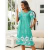 Ekouaer Women’s House Dress with Pockets Moomoo Dresses Short Sleeve Mumu Nightgown Lounge Dress Button Down Sleepwear(Green With Flower)