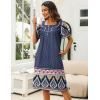 Ekouaer Women’s House Dress with Pockets Moomoo Dresses Short Sleeve Mumu Nightgown Lounge Dress Button Down Sleepwear(Navy Blue Boho)