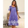 Ekouaer Women’s House Dress with Pockets Moomoo Dresses Short Sleeve Mumu Nightgown Lounge Dress Button Down Sleepwear(Purple With Flower)