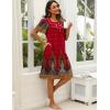 Ekouaer Women’s House Dress with Pockets Moomoo Dresses Short Sleeve Mumu Nightgown Lounge Dress Button Down Sleepwear(Red Feather)
