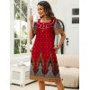 Ekouaer Women’s House Dress with Pockets Moomoo Dresses Short Sleeve Mumu Nightgown Lounge Dress Button Down Sleepwear(Red Feather)