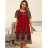 Ekouaer Women’s House Dress with Pockets Moomoo Dresses Short Sleeve Mumu Nightgown Lounge Dress Button Down Sleepwear(Red Feather)
