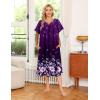 Ekouaer Womens Nightgown Short Sleeve House Dress with Pockets-Floral Print Mumu Dress(Purple Black Floral)