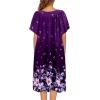 Ekouaer Womens Nightgown Short Sleeve House Dress with Pockets-Floral Print Mumu Dress(Purple Black Floral)