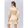 Ekouaer Women’s Silk Robe Satin Sexy Ruffle Robes Lightweight Soft Kimono Bathrobe Sexy Sleepwear Champaign Gold XS