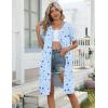 Ekouaer Zipper Robes for Women Short Knit Bathrobes Lightweight Knee Length Housecoat with Pockets Nightgown S-3XL(Blue Moon Star)