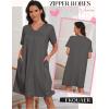 Ekouaer Zipper Robes for Women Short Knit Bathrobes Lightweight Knee Length Housecoat with Pockets Nightgown S-3XL(Dark Gray)