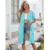 Ekouaer Zipper Robes for Women Short Knit Bathrobes Lightweight Knee Length Housecoat with Pockets Nightgown S-3XL(Light Blue Butterfly)