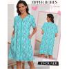 Ekouaer Zipper Robes for Women Short Knit Bathrobes Lightweight Knee Length Housecoat with Pockets Nightgown S-3XL(Light Blue Butterfly)
