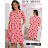 Ekouaer Zipper Robes for Women Short Knit Bathrobes Lightweight Knee Length Housecoat with Pockets Nightgown S-3XL(Pink Strawberry)