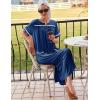 Ekouaer Zipper Robes for Women Short Sleeve Bathrobe Soft Lightweight Housecoat Full Length Nightgown with Pockets S-3XL(Dark Blue)