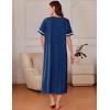 Ekouaer Zipper Robes for Women Short Sleeve Bathrobe Soft Lightweight Housecoat Full Length Nightgown with Pockets S-3XL(Dark Blue)