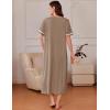Ekouaer Zipper Robes for Women Short Sleeve Bathrobe Soft Lightweight Housecoat Full Length Nightgown with Pockets S-3XL(Khaki)