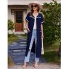 Ekouaer Zipper Robes for Women Short Sleeve Bathrobe Soft Lightweight Housecoat Full Length Nightgown with Pockets S-3XL(Navy Blue)