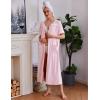 Ekouaer Zipper Robes for Women Short Sleeve Bathrobe Soft Lightweight Housecoat Full Length Nightgown with Pockets S-3XL(Pink)