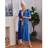 Ekouaer Zipper Robes for Women Short Sleeve Bathrobe Soft Lightweight Housecoat Full Length Nightgown with Pockets S-3XL(Snorkel Blue)