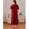 Ekouaer Zipper Robes for Women Short Sleeve Bathrobe Soft Lightweight Housecoat Full Length Nightgown with Pockets S-3XL(Wine Red)
