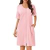 Ekouaer Women Zipper Robes Lightweight Bathrobes Short Sleeves Housecoat Zip Up Robe Casual Nightgown with Pockets Pink,Medium