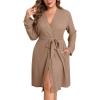 Ekouaer Women’s Plus Size Robe Waffle Knit Bathrobe Short Lightweight Kimono Robes with Pockets Ladies Loungewear 1x-5x