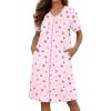 Ekouaer Zipper Robes for Women Short Knit Bathrobes Lightweight Knee Length Housecoat with Pockets Nightgown S-3XL(Cherry)