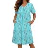 Ekouaer Zipper Robes for Women Short Knit Bathrobes Lightweight Knee Length Housecoat with Pockets Nightgown S-3XL(Light Blue Butterfly)