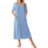 Ekouaer Zipper Robes for Women Short Sleeve Bathrobe Soft Lightweight Housecoat Full Length Nightgown with Pockets S-3XL(Light Blue)