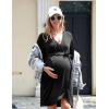 Ekouaer Maternity Robe Nursing Robes for Hospital Labor Delivery V Neck Pregnancy Bathrobe Womens Postpartum Nightgown(Black)
