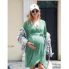 Ekouaer Maternity Robe Nursing Robes for Hospital Labor Delivery V Neck Pregnancy Bathrobe Womens Postpartum Nightgown(Gray Green)