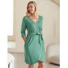 Ekouaer Maternity Robe Nursing Robes for Hospital Labor Delivery V Neck Pregnancy Bathrobe Womens Postpartum Nightgown(Gray Green)