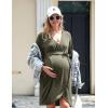 Ekouaer Maternity Robe Nursing Robes for Hospital Labor Delivery V Neck Pregnancy Bathrobe Womens Postpartum Nightgown(Olive Green)