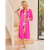 Ekouaer Satin Robes for Women Lace Trim Silk Robe 3/4 Sleeve Kimono Bathrobe Bride Bridesmaid Wedding Party Sleepwear S-XXL(Hot Pink)
