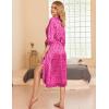 Ekouaer Satin Robes for Women Lace Trim Silk Robe 3/4 Sleeve Kimono Bathrobe Bride Bridesmaid Wedding Party Sleepwear S-XXL(Hot Pink Leopard)