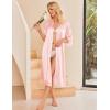 Ekouaer Satin Robes for Women Lace Trim Silk Robe 3/4 Sleeve Kimono Bathrobe Bride Bridesmaid Wedding Party Sleepwear S-XXL(Light Pink)