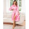 Ekouaer Satin Robes for Women Lace Trim Silk Robe 3/4 Sleeve Kimono Bathrobe Bride Bridesmaid Wedding Party Sleepwear S-XXL(Peach)