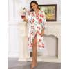 Ekouaer Satin Robes for Women Lace Trim Silk Robe 3/4 Sleeve Kimono Bathrobe Bride Bridesmaid Wedding Party Sleepwear S-XXL(Pink Floral)