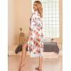Ekouaer Satin Robes for Women Lace Trim Silk Robe 3/4 Sleeve Kimono Bathrobe Bride Bridesmaid Wedding Party Sleepwear S-XXL(Pink Floral)