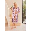 Ekouaer Satin Robes for Women Lace Trim Silk Robe 3/4 Sleeve Kimono Bathrobe Bride Bridesmaid Wedding Party Sleepwear S-XXL(Pink Flower)