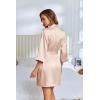 Ekouaer Silky Robes for Women Satin Knee Length Bride Bridesmaid Wedding Party 3/4 Sleeve Bathrobe Lightweight Sexy Sleepwear with Pockets Champagne S