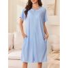 Ekouaer Women Zipper Robe Short Waffle Knit Bathrobe Lightweight Housecoat Soft Knee Length Loungewear with Pockets Light Blue, S